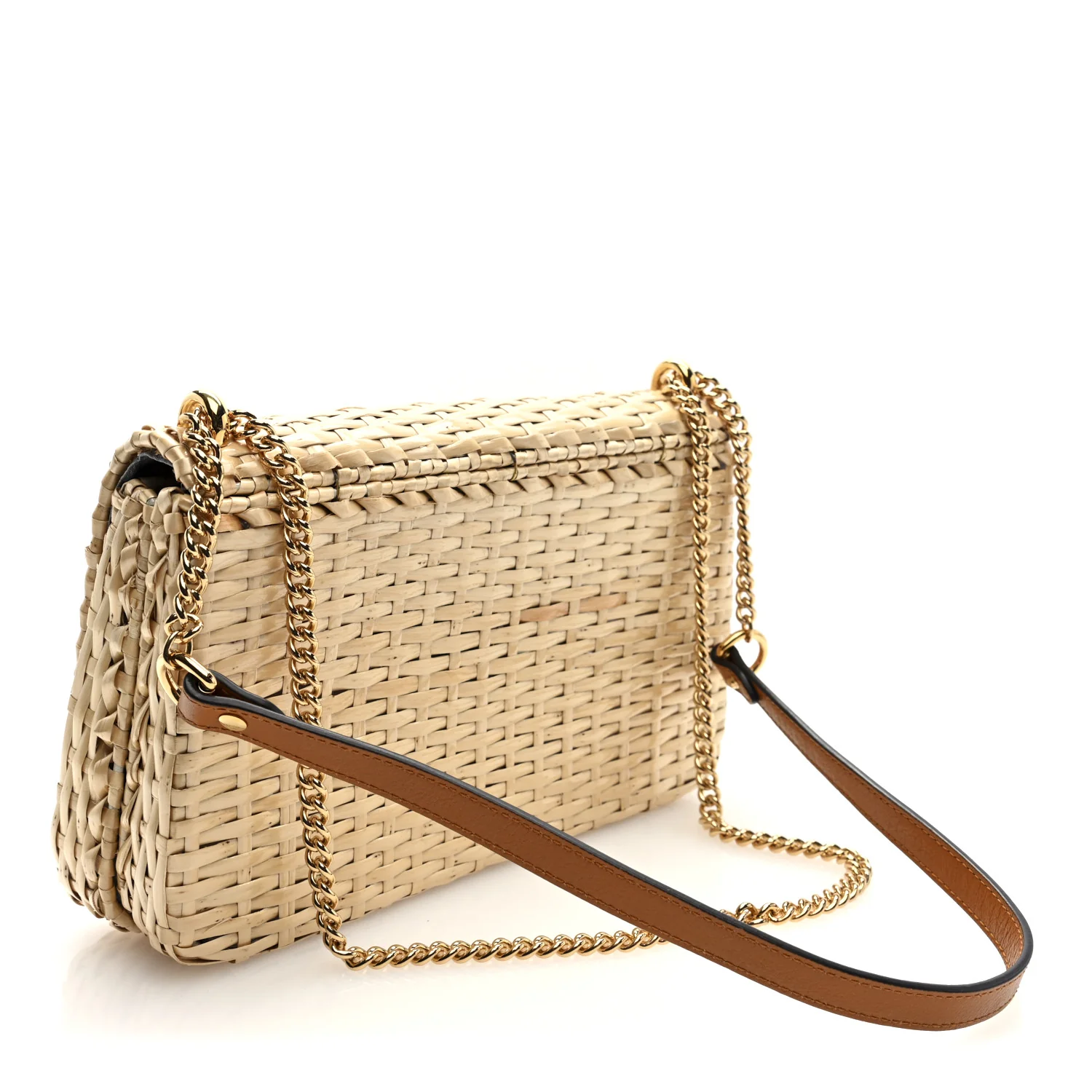 Glazed Wicker Small Cestino Shoulder Bag Natural - Image 3