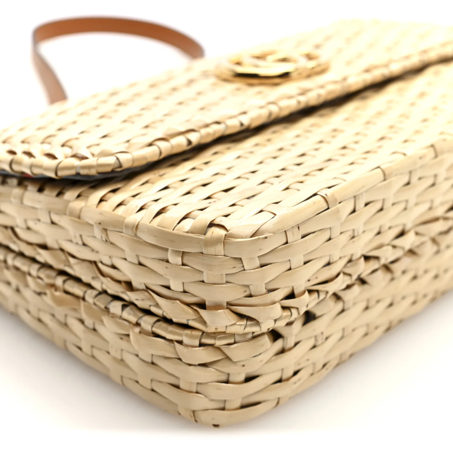 Glazed Wicker Small Cestino Shoulder Bag Natural - Image 9