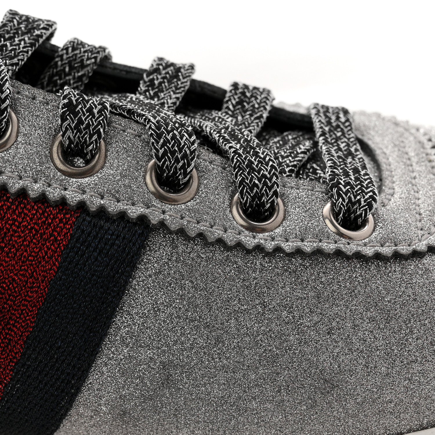 Glitter Fabric Studded Web Mens Sneakers 9 Silver - Image 3
