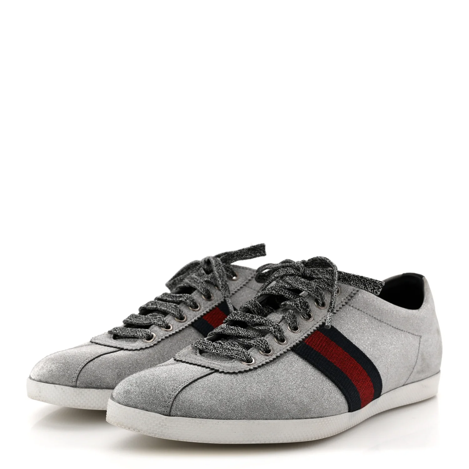 Glitter Fabric Studded Web Mens Sneakers 9 Silver - Image 6