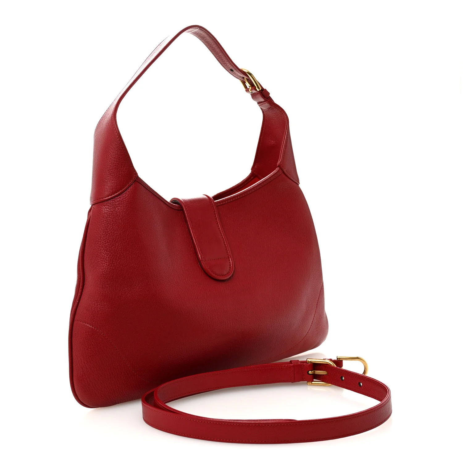 Goatskin Medium Aphrodite Shoulder Bag Hibiscus Red - Image 3