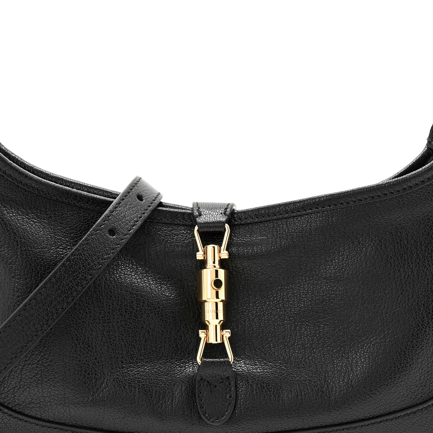 Goatskin Medium Slim Jackie Shoulder Bag Black - Image 8