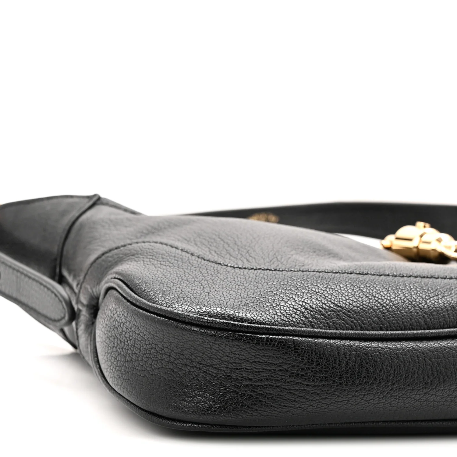 Goatskin Medium Slim Jackie Shoulder Bag Black - Image 9
