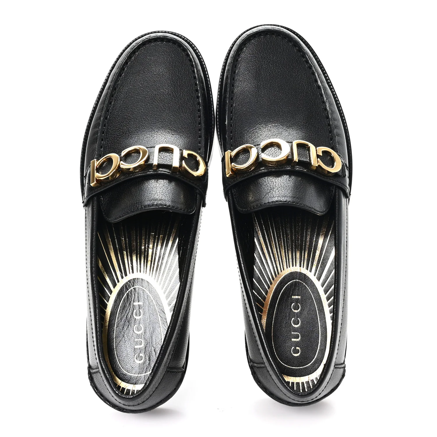 Goatskin Womens Logo 15mm Loafers 38.5 Black - Image 2