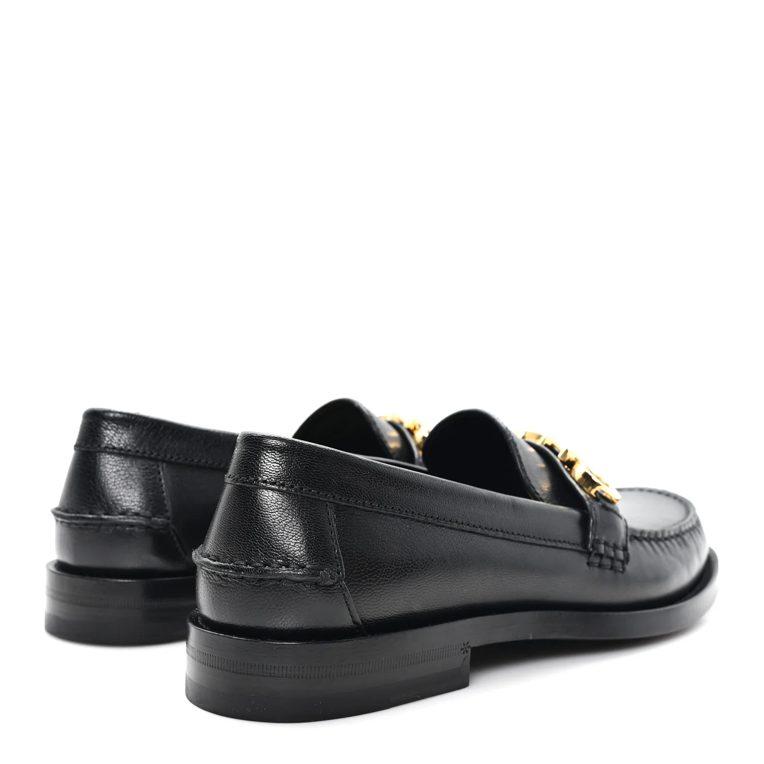 Goatskin Womens Logo 15mm Loafers 38.5 Black - Image 5