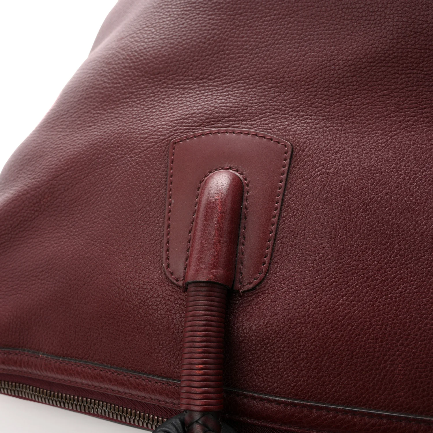 Grained Calfskin Duffle Bag Burgundy - Image 11