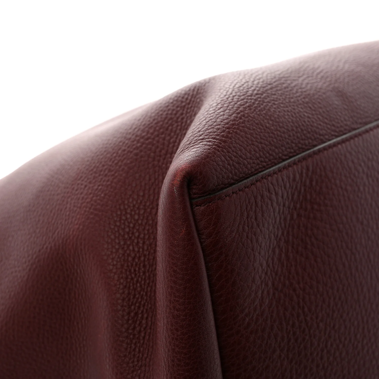 Grained Calfskin Duffle Bag Burgundy - Image 12