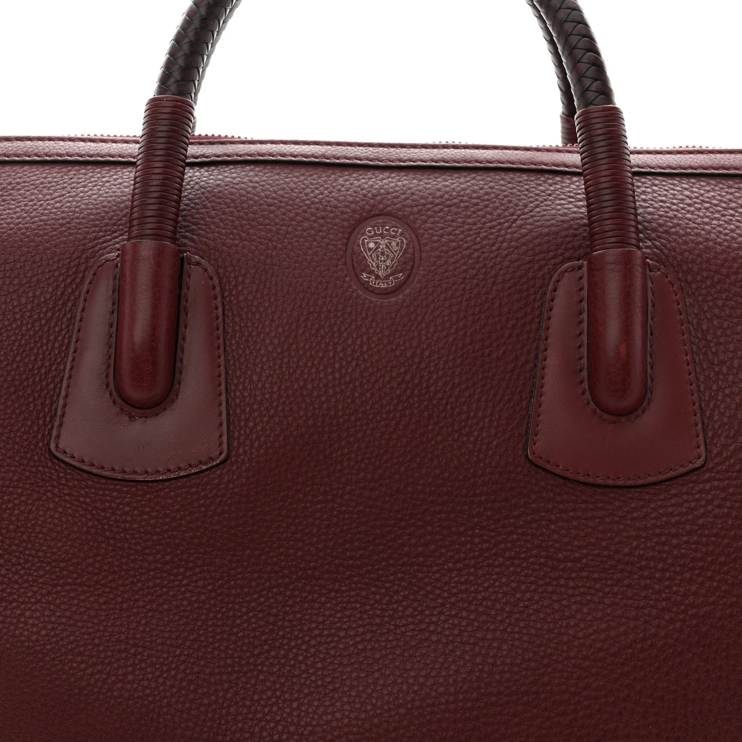 Grained Calfskin Duffle Bag Burgundy - Image 8