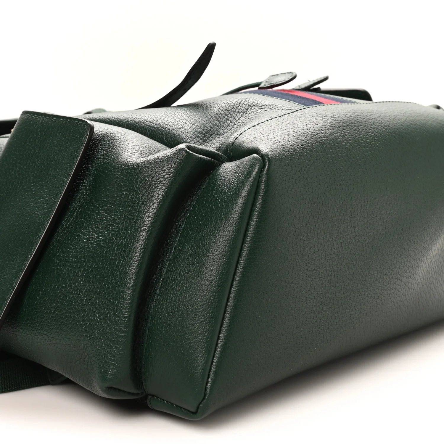 Grained Calfskin Medium Ophidia Double Buckle Backpack Green - Image 7