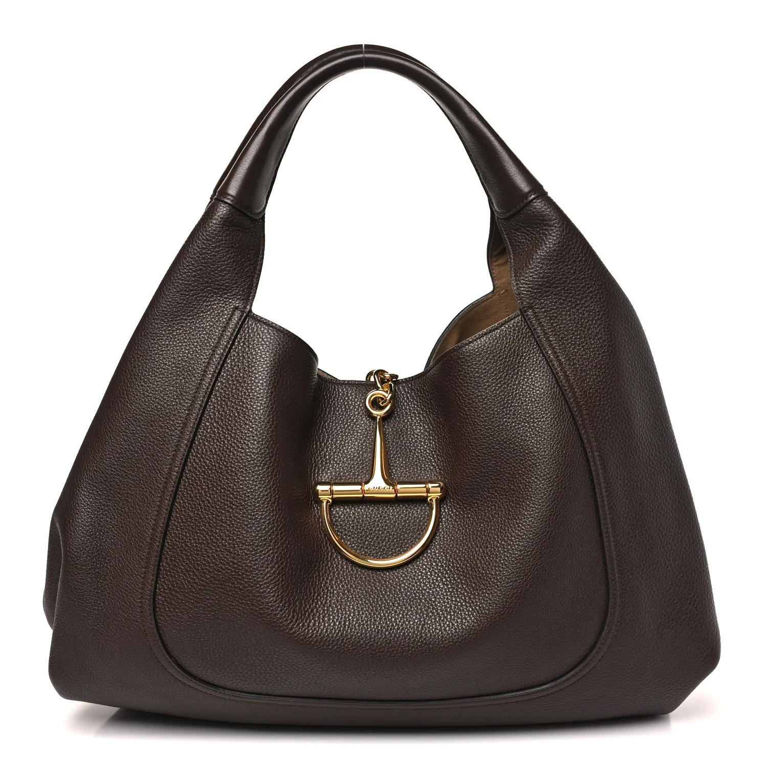 Grained Calfskin Softbit Maxi Shoulder Bag Dark Brown