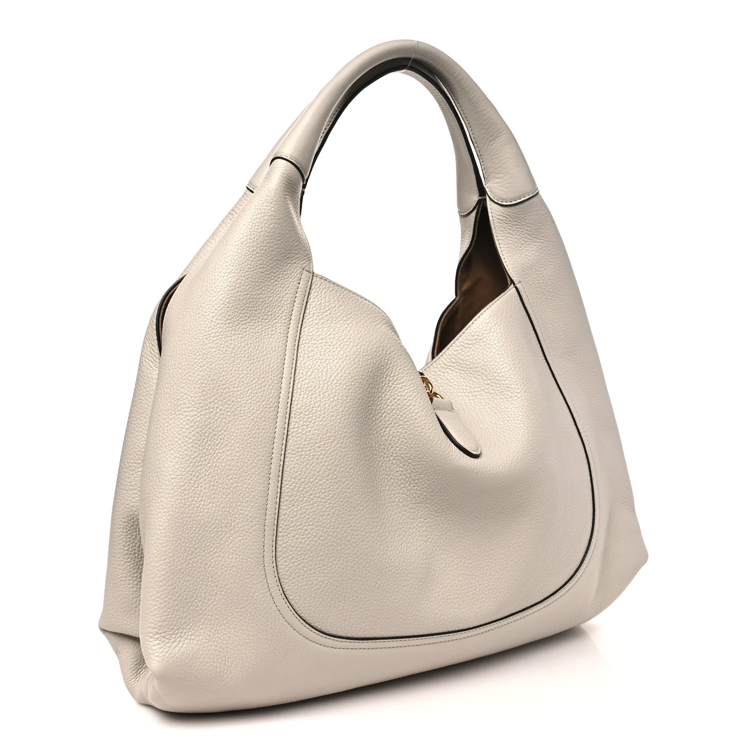 Grained Calfskin Softbit Maxi Shoulder Bag Taupe - Image 4