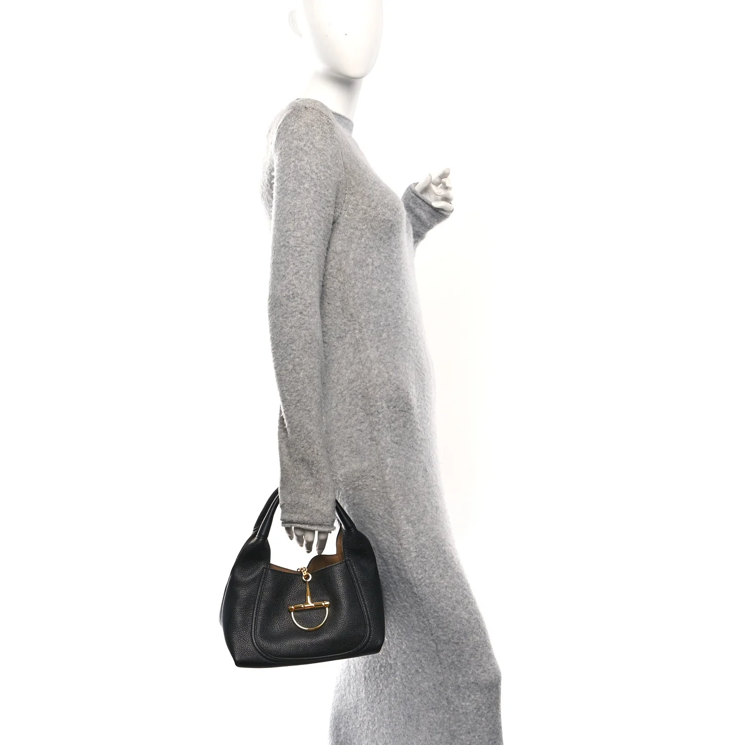 Grained Calfskin Softbit Medium Shoulder Bag Black - Image 2