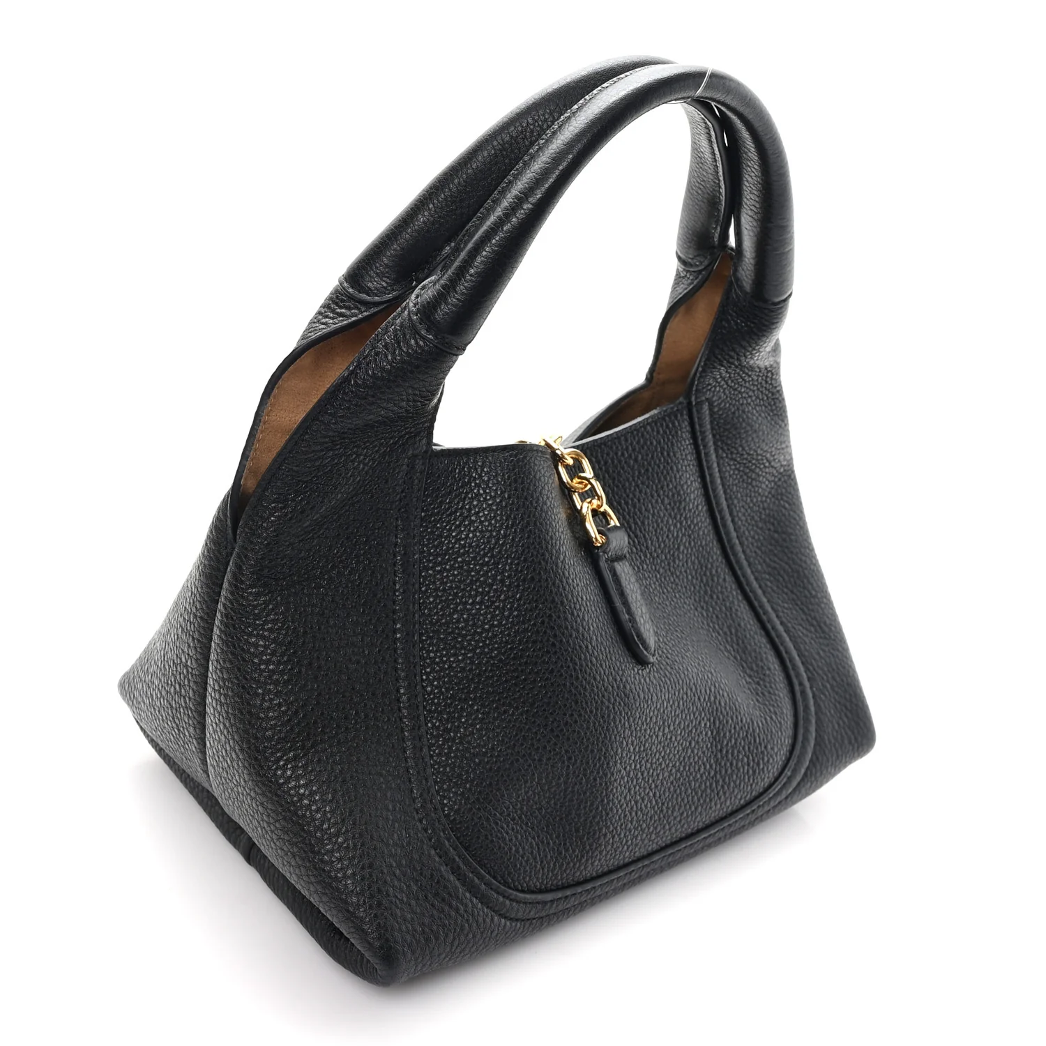 Grained Calfskin Softbit Medium Shoulder Bag Black - Image 3