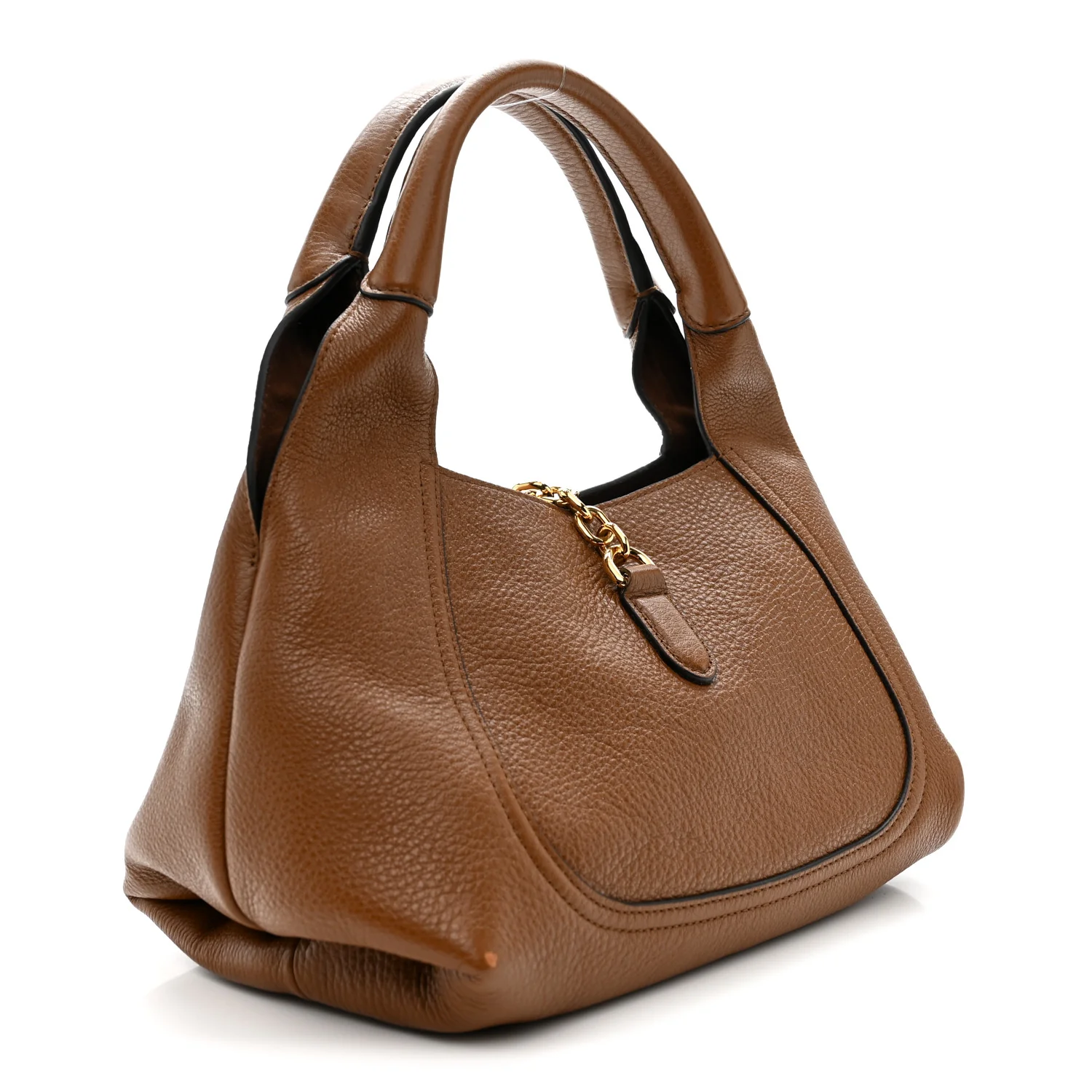 Grained Calfskin Softbit Medium Shoulder Bag Brown - Image 3