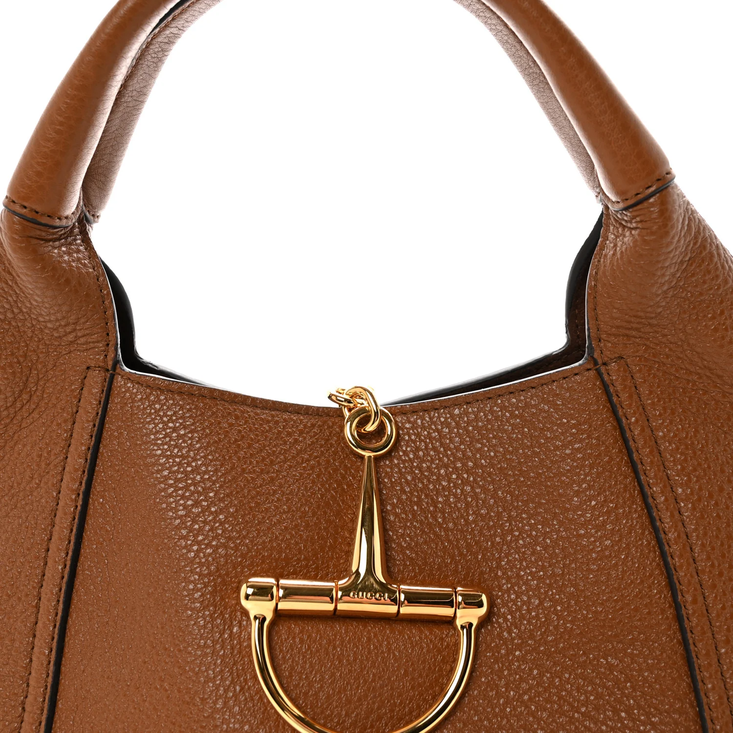 Grained Calfskin Softbit Medium Shoulder Bag Brown - Image 7