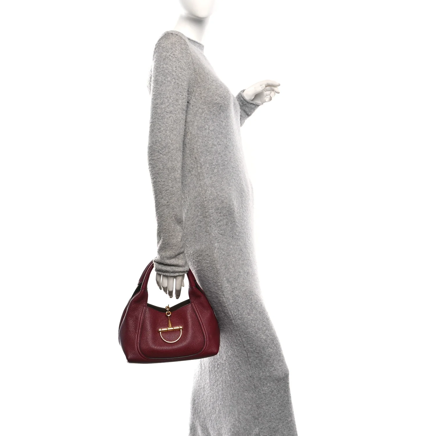 Grained Calfskin Softbit Medium Shoulder Bag Rosso Ancora - Image 2