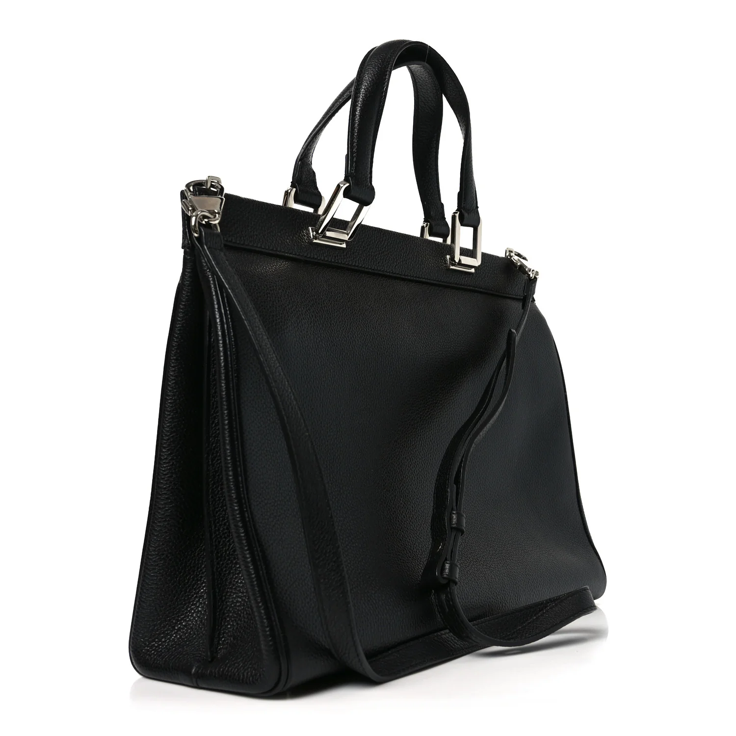 Grainy Calfskin Medium Zumi Top Handle Bag Black - Image 3
