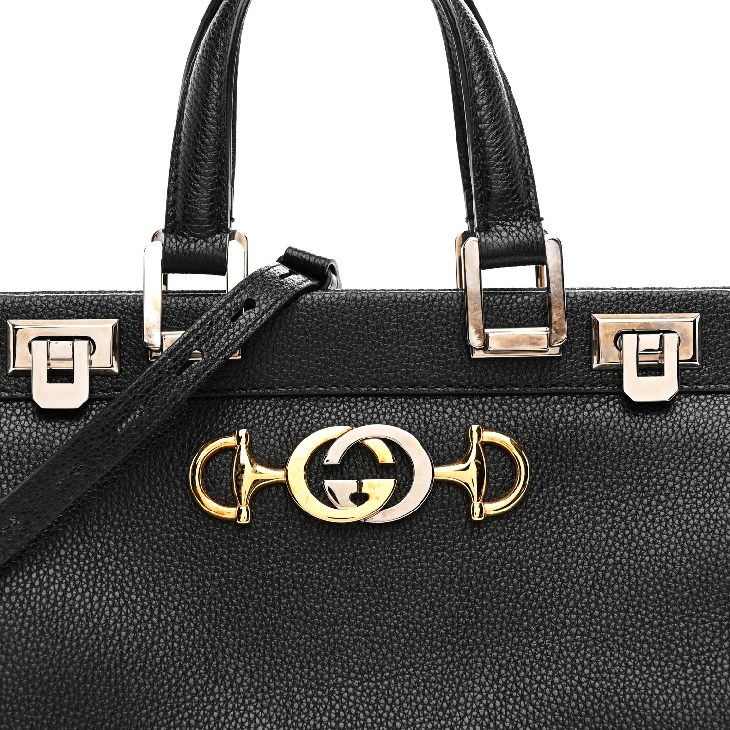 Grainy Calfskin Small Zumi Top Handle Bag Black - Image 8