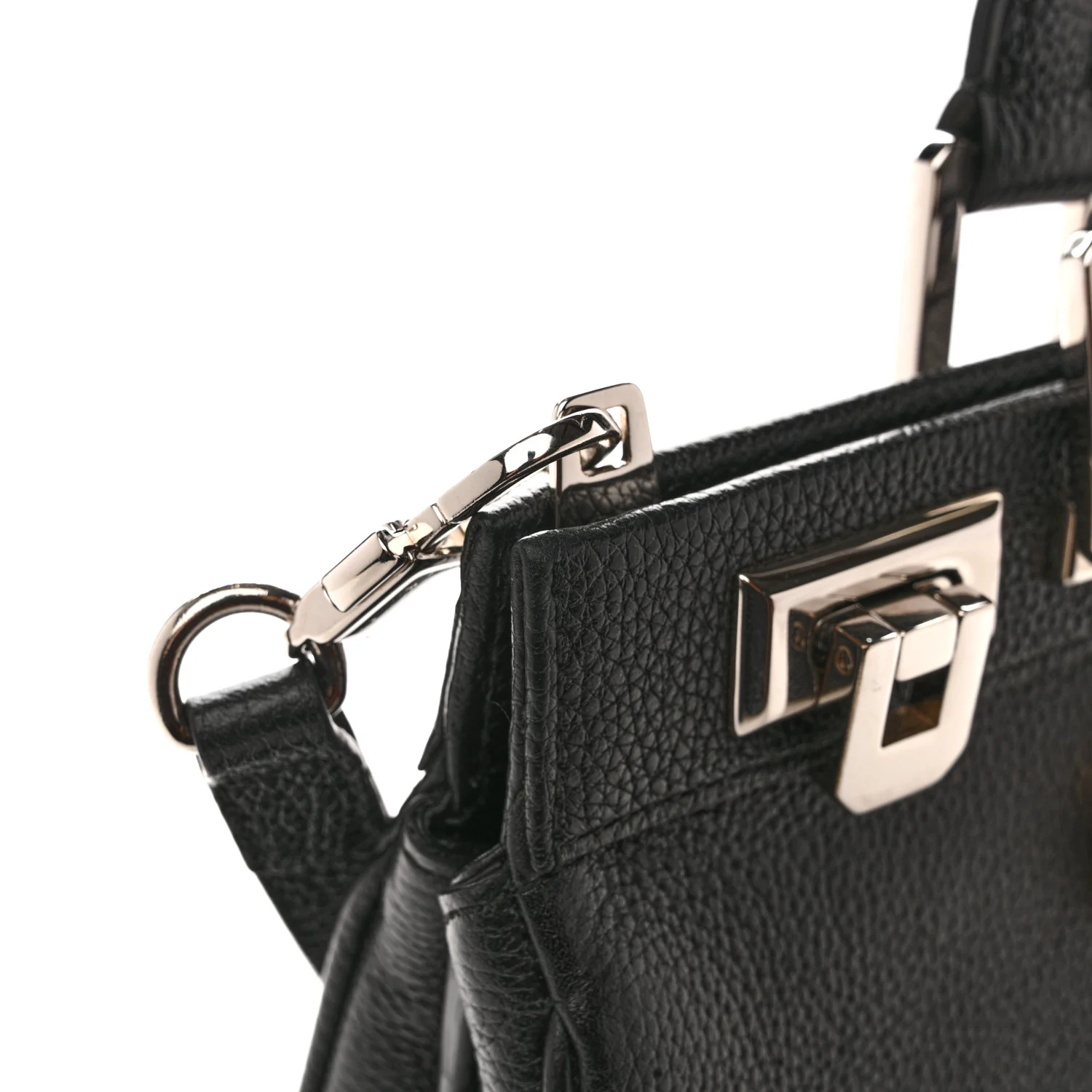 Grainy Calfskin Small Zumi Top Handle Bag Black - Image 12