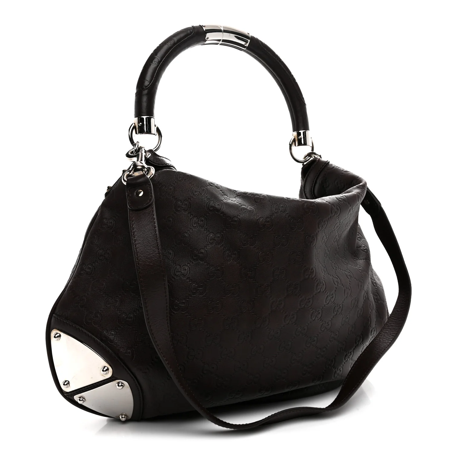 Guccissima Large Indy Top Handle Hobo Dark Brown - Image 3