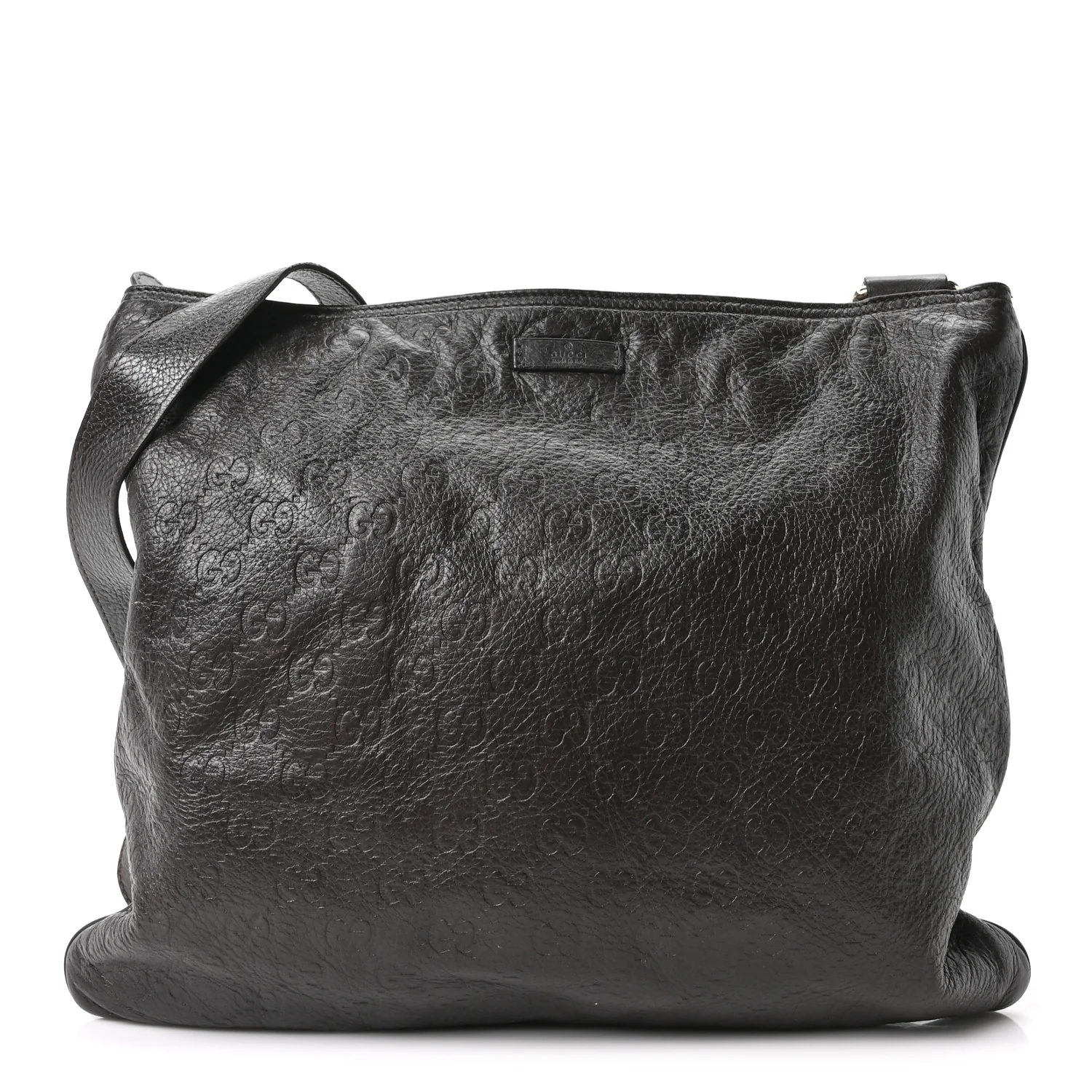Guccissima Medium Flat Messenger Bag Dark Brown