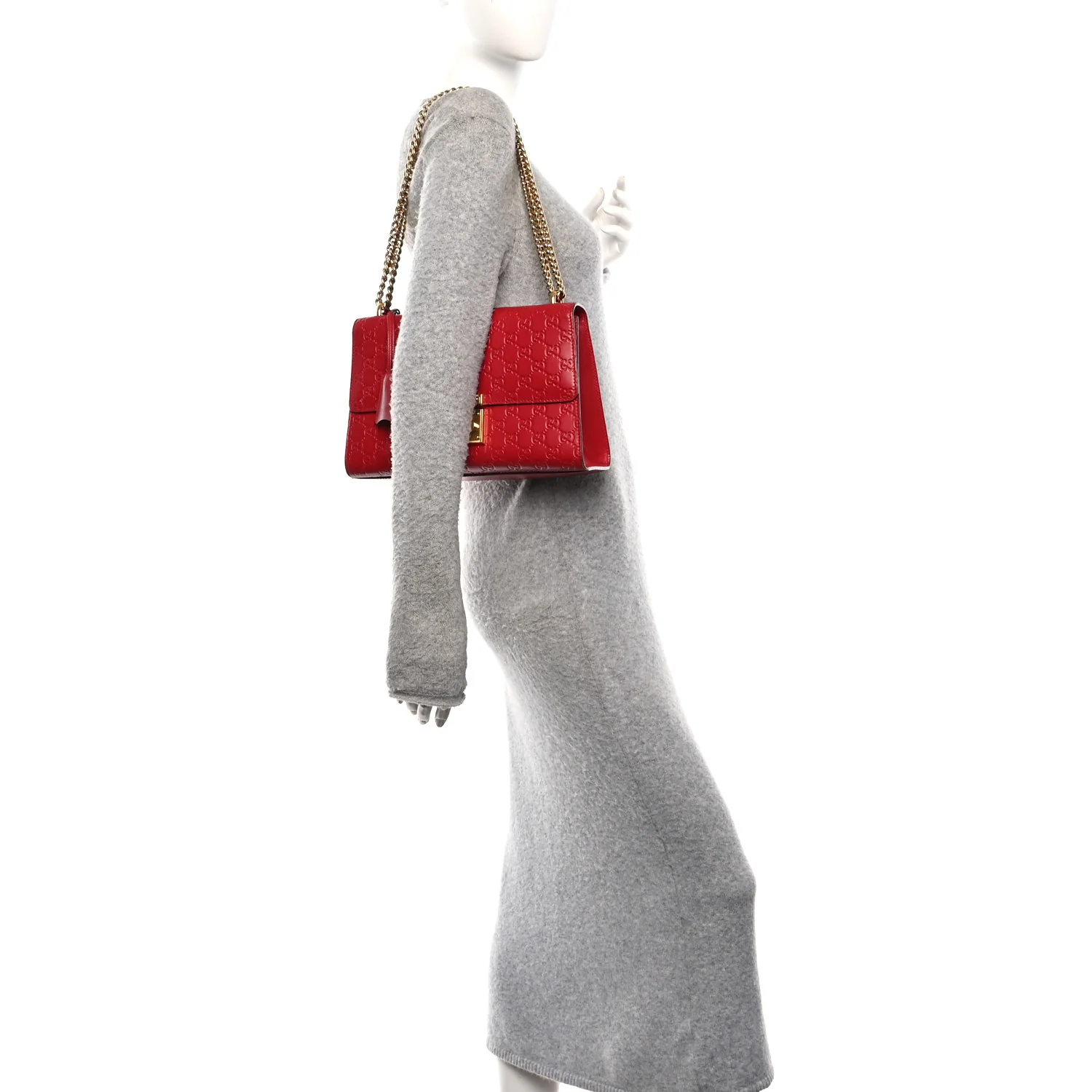 Guccissima Medium Padlock Shoulder Bag Hibiscus Red - Image 2