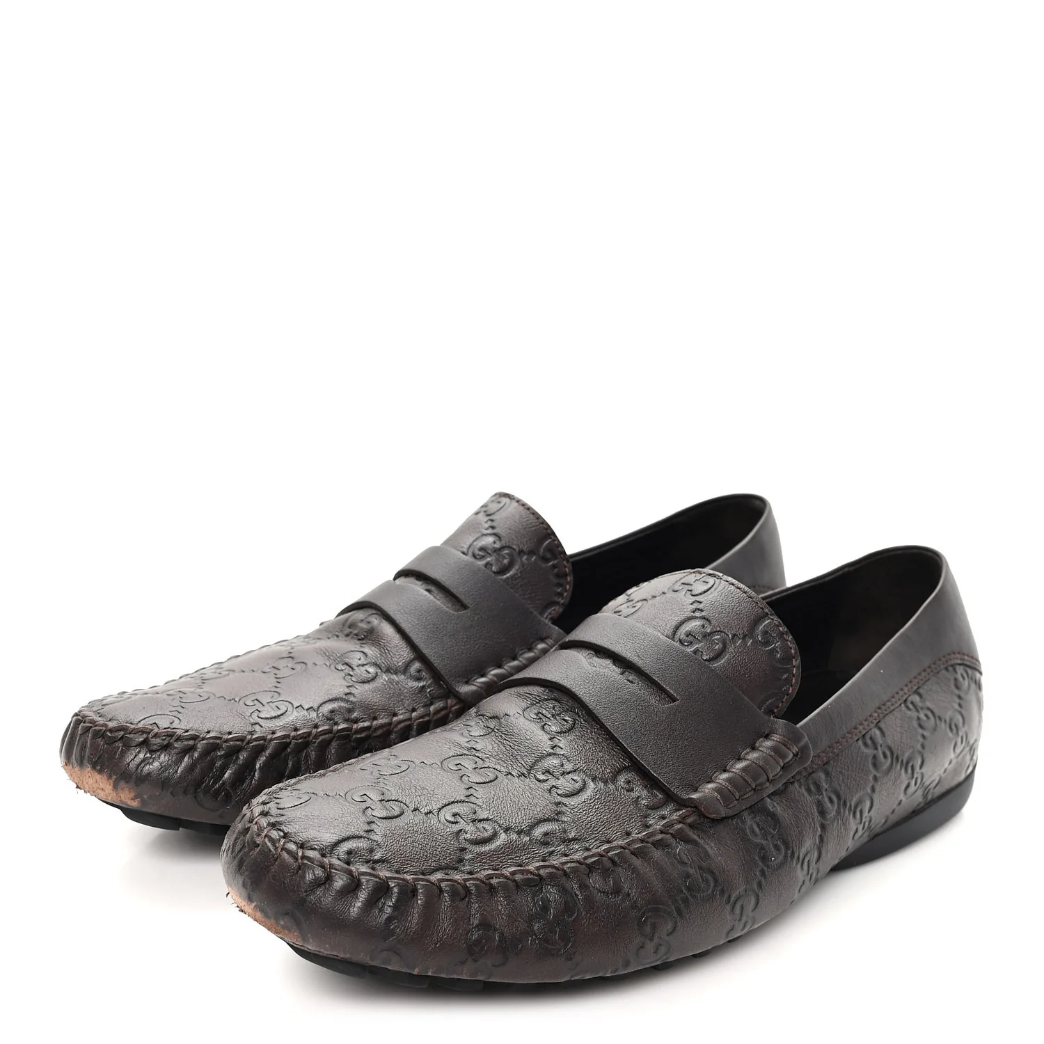 Guccissima Mens Driver Loafers 8 Chocolate - Image 4