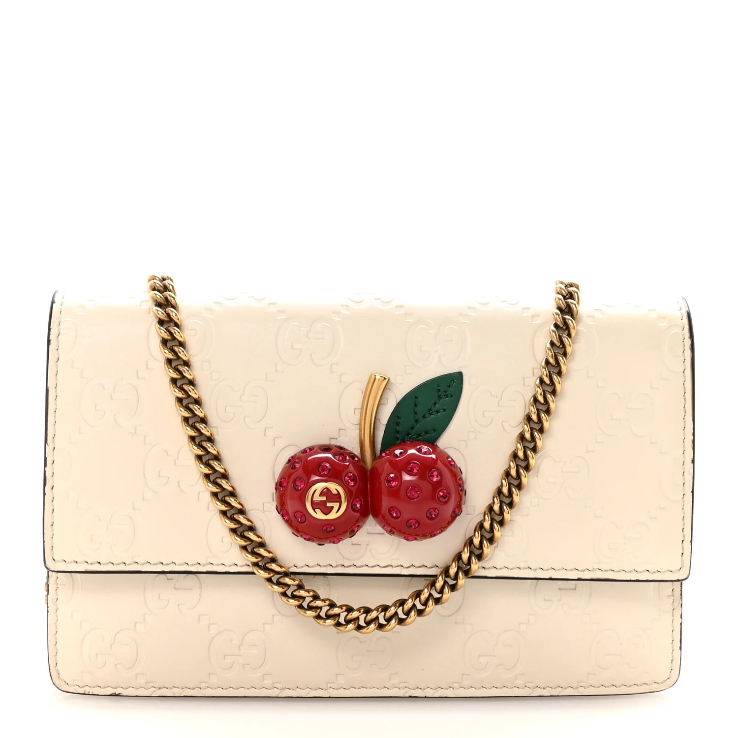 Guccissima Mini Cherry Chain Bag White