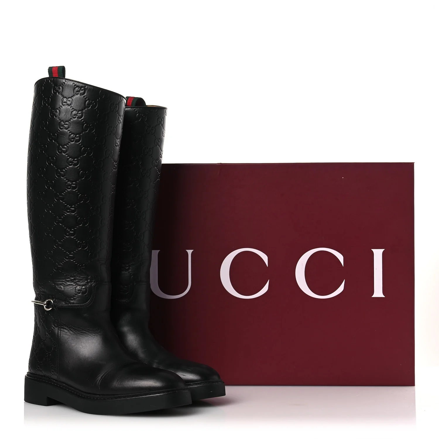 Guccissima Real Betis Glamour Calfskin Michelangelo Slim Horsebit Riding Boots 39.5 Black - Image 15