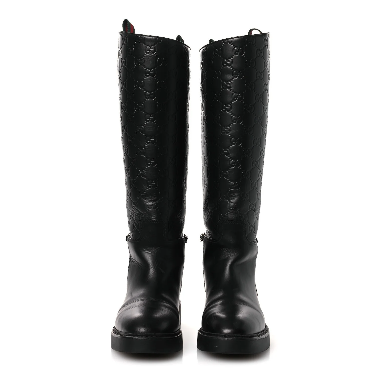 Guccissima Real Betis Glamour Calfskin Michelangelo Slim Horsebit Riding Boots 39.5 Black - Image 3