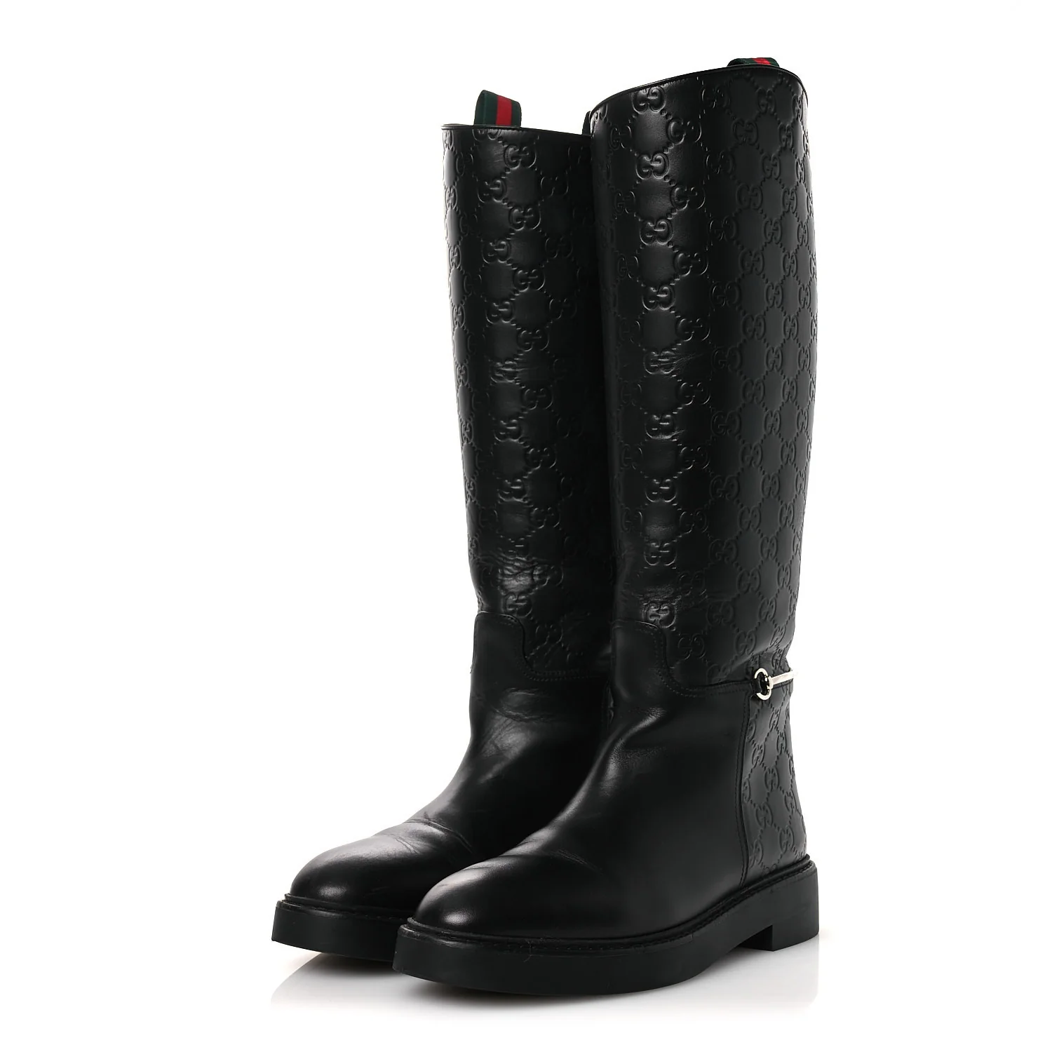Guccissima Real Betis Glamour Calfskin Michelangelo Slim Horsebit Riding Boots 39.5 Black - Image 4