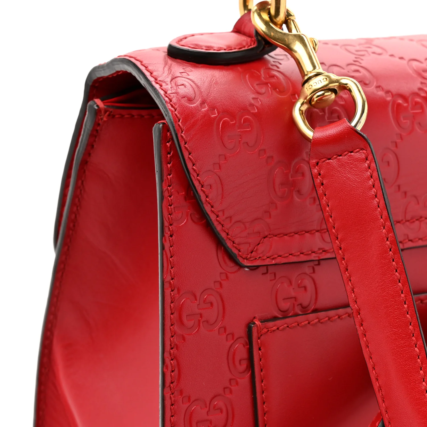 Guccissima Signature Small Padlock Top Handle Bag Hibiscus Red - Image 16