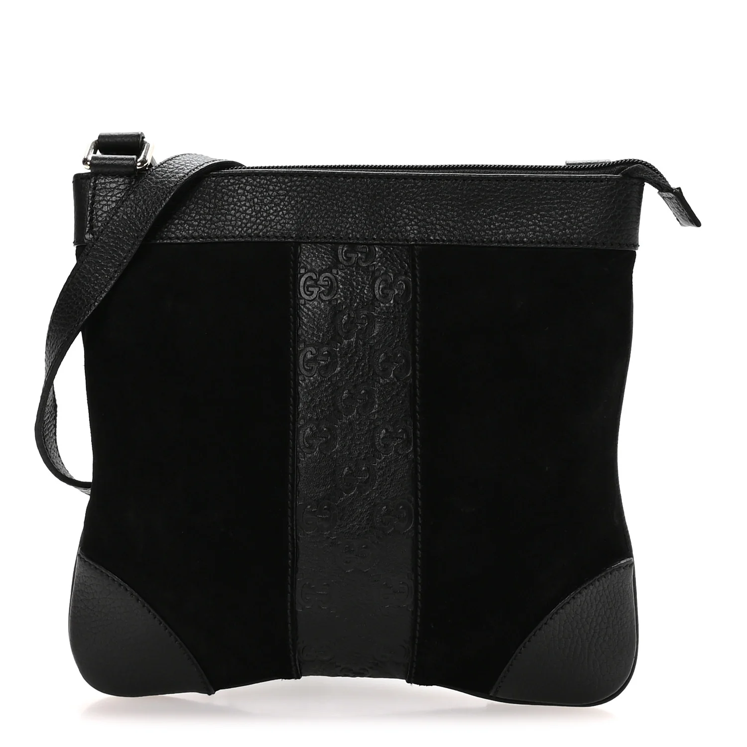 Guccissima Suede Crossbody Bag Black