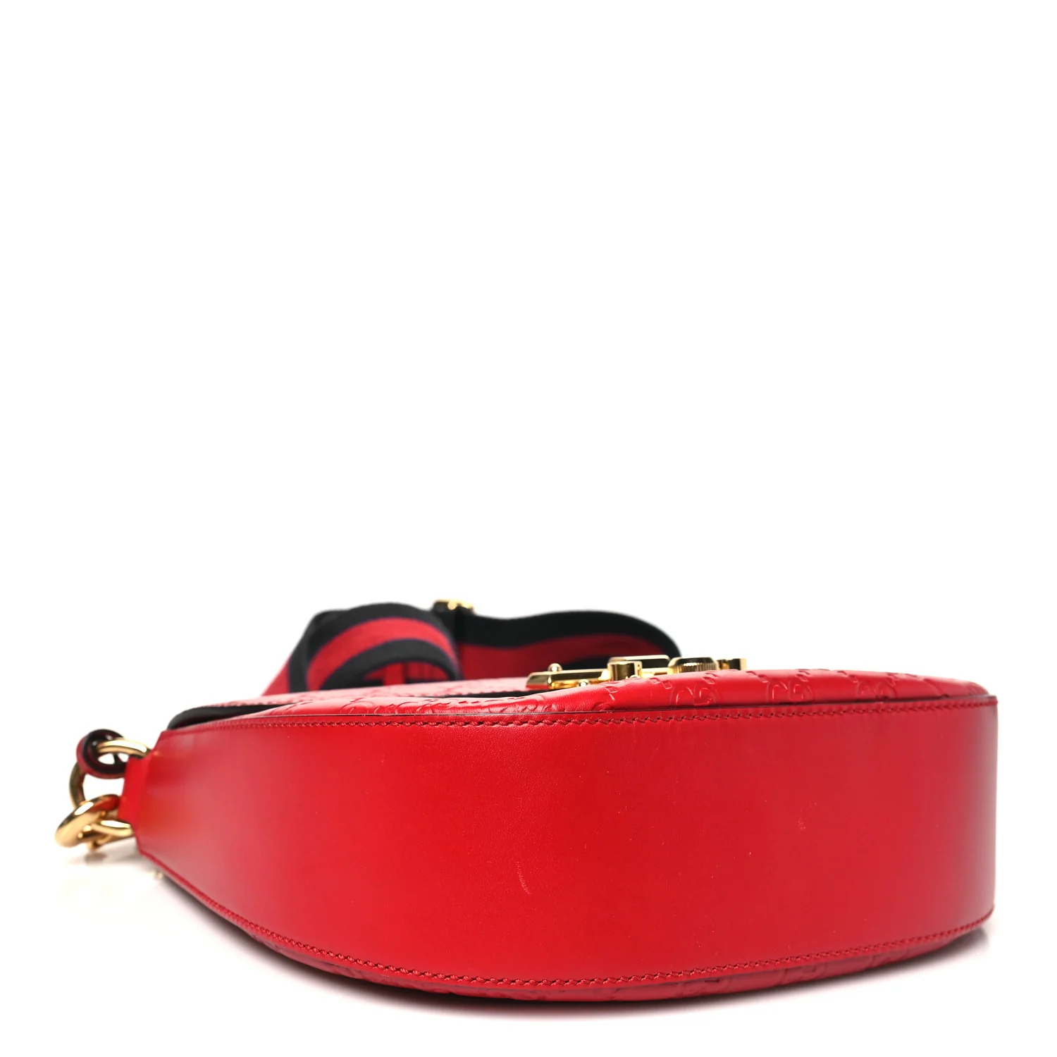 Guccissima Web Medium Padlock Messenger Shoulder Bag Hibiscus Red - Image 4