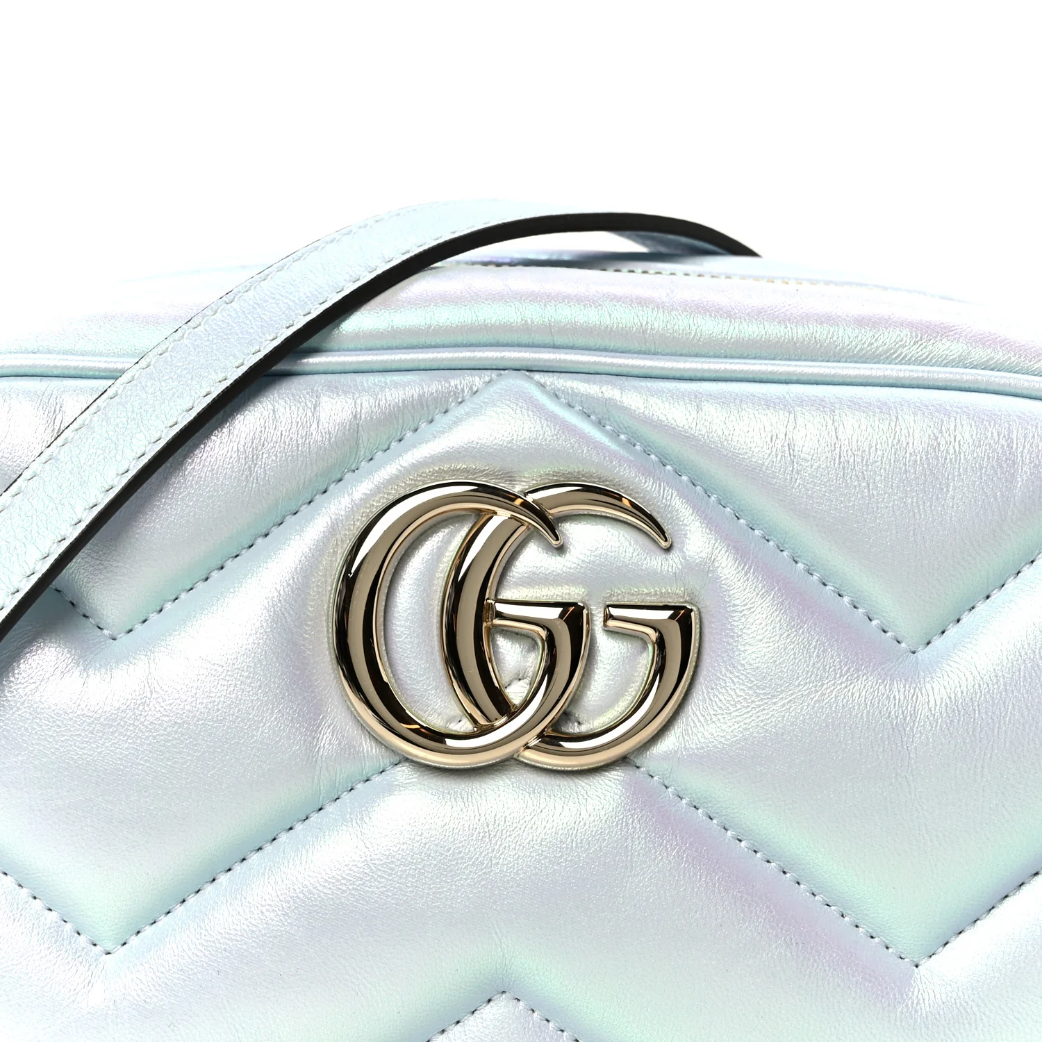 Iridescent Nappa Chevron Matelasse Small GG Marmont Chain Shoulder Bag Iridescent Salvy Green - Image 7