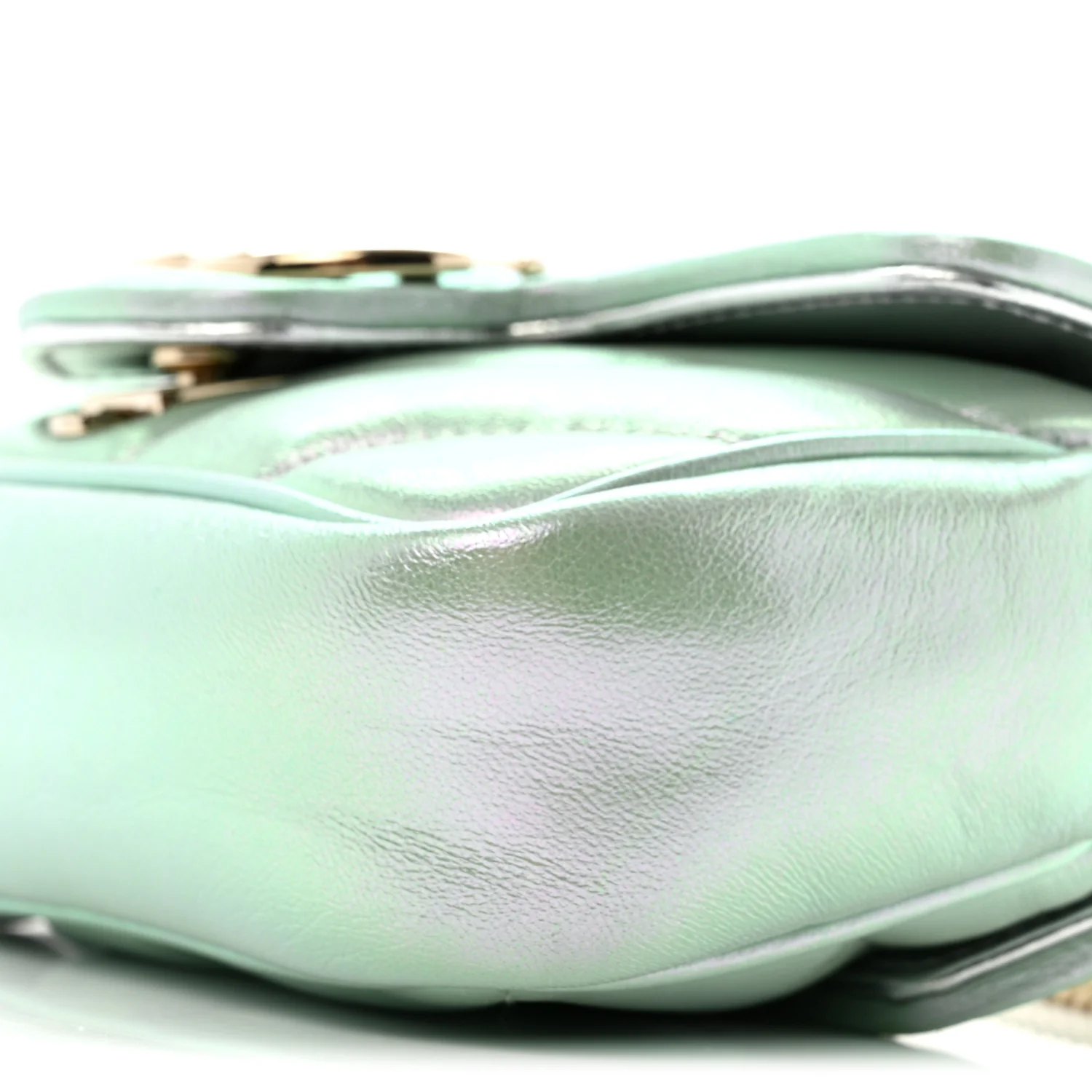 Iridescent Nappa Chevron Matelasse Super Mini GG Marmont Shoulder Bag Green Iridescent - Image 10