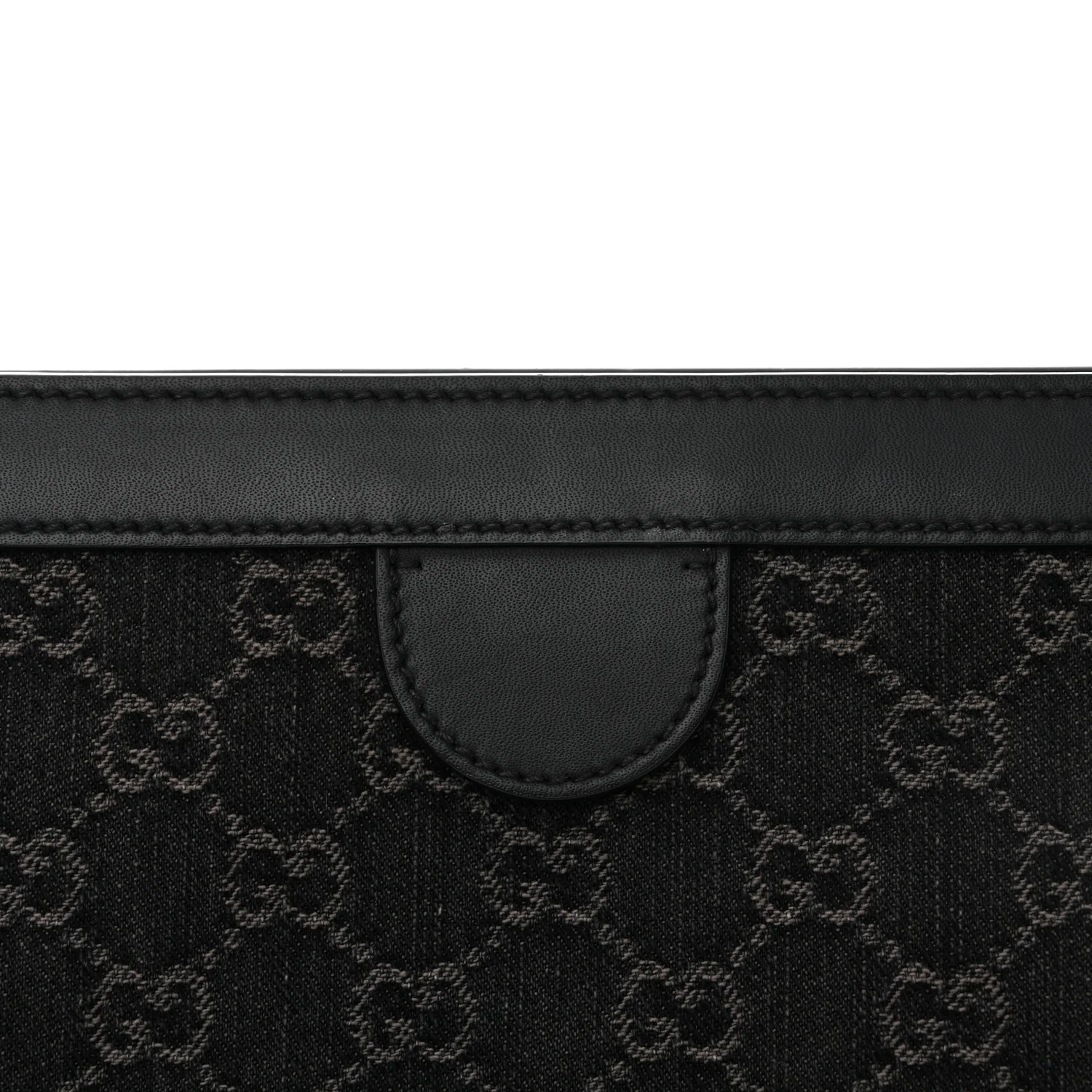Jacquard Black Denim GG Monogram Chain Shoulder Bag Black Ivory - Image 12