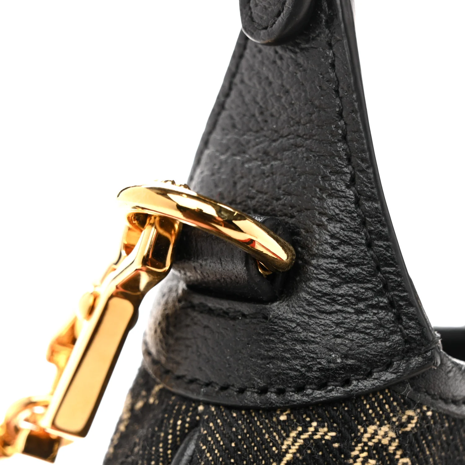 Jacquard Black Denim GG Monogram Textured Dollar Calfskin Mini Jackie 1961 Hobo Black Ivory - Image 13