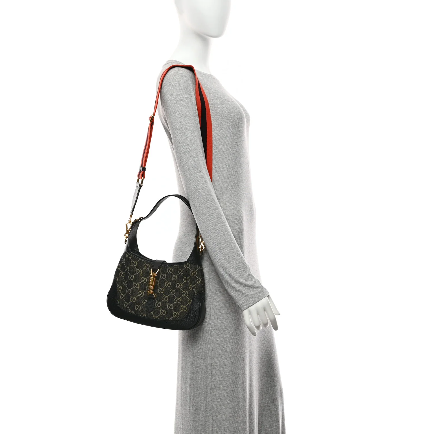 Jacquard Denim GG Monogram Small Jackie 1961 Hobo Black Ivory - Image 2