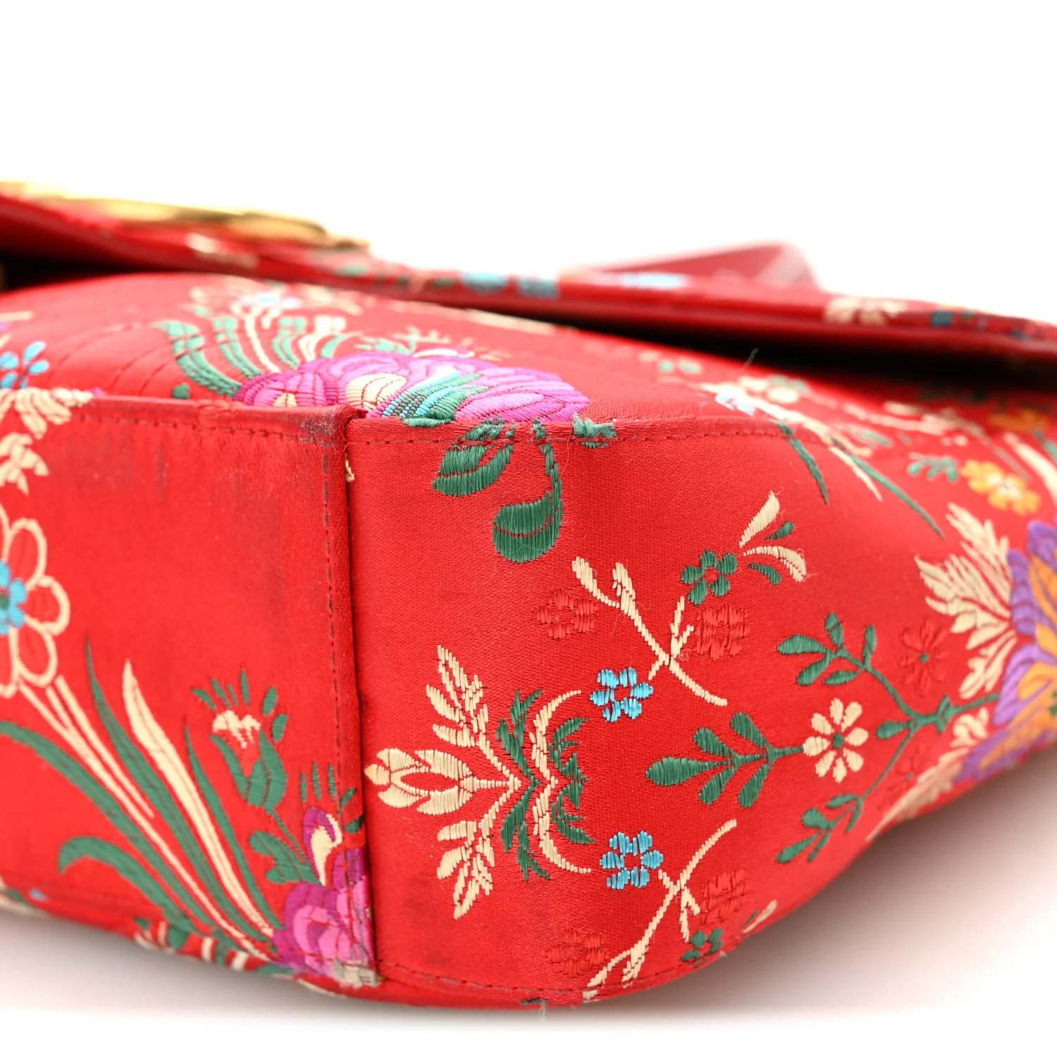 Jacquard Matelasse Floral Medium GG Marmont Shoulder Bag Red - Image 10