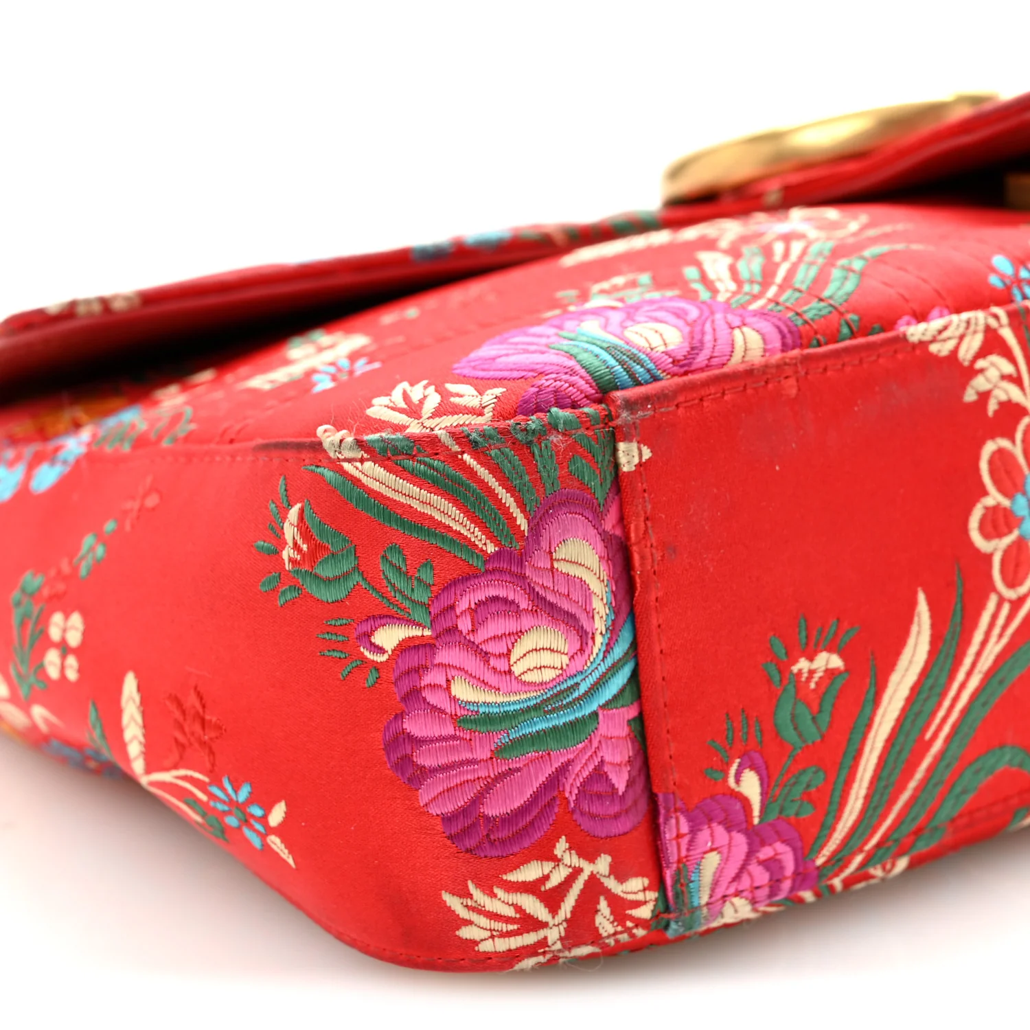 Jacquard Matelasse Floral Medium GG Marmont Shoulder Bag Red - Image 9