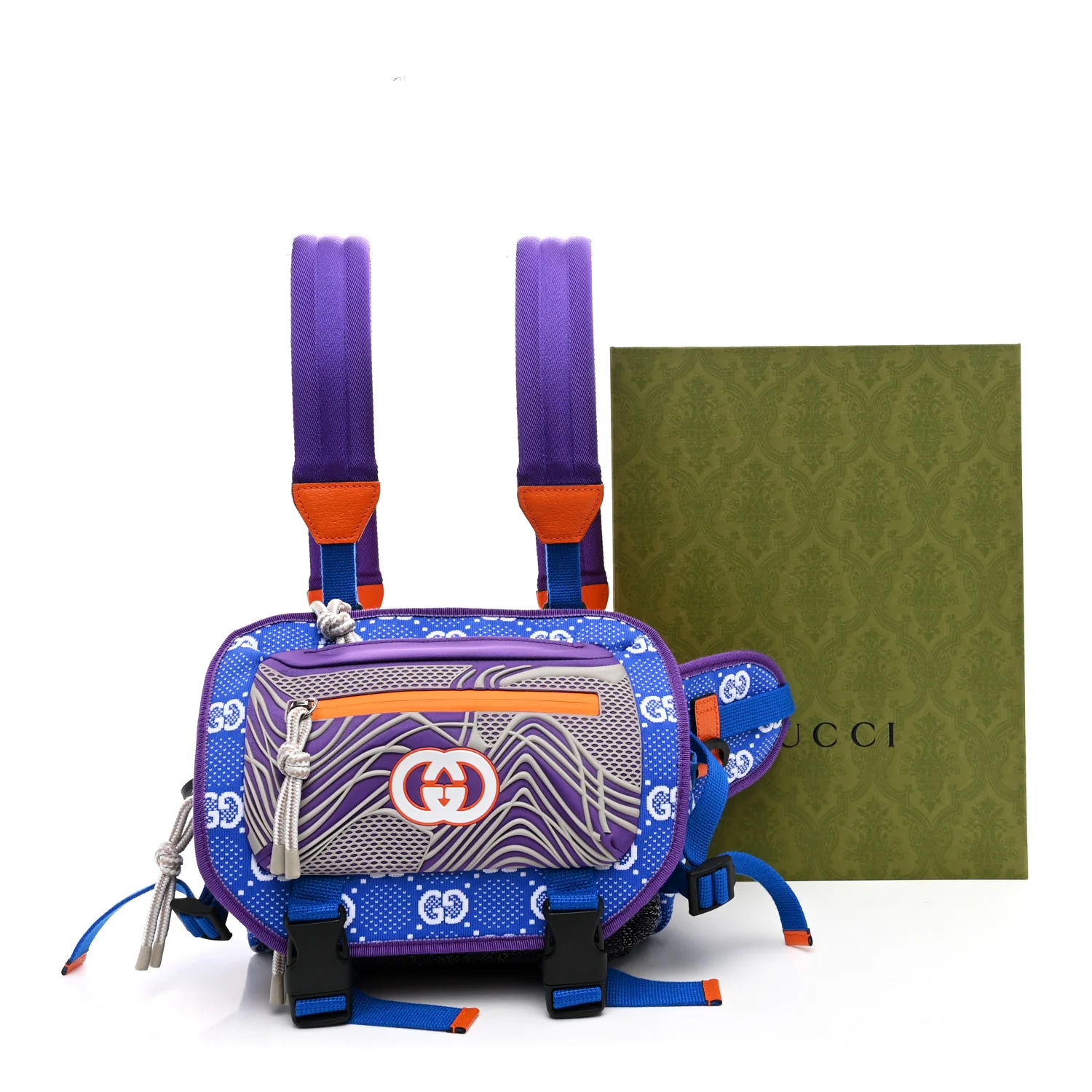 Jersey GG Monogram All Over Sporty Flap Backpack Blue Multicolor - Image 11