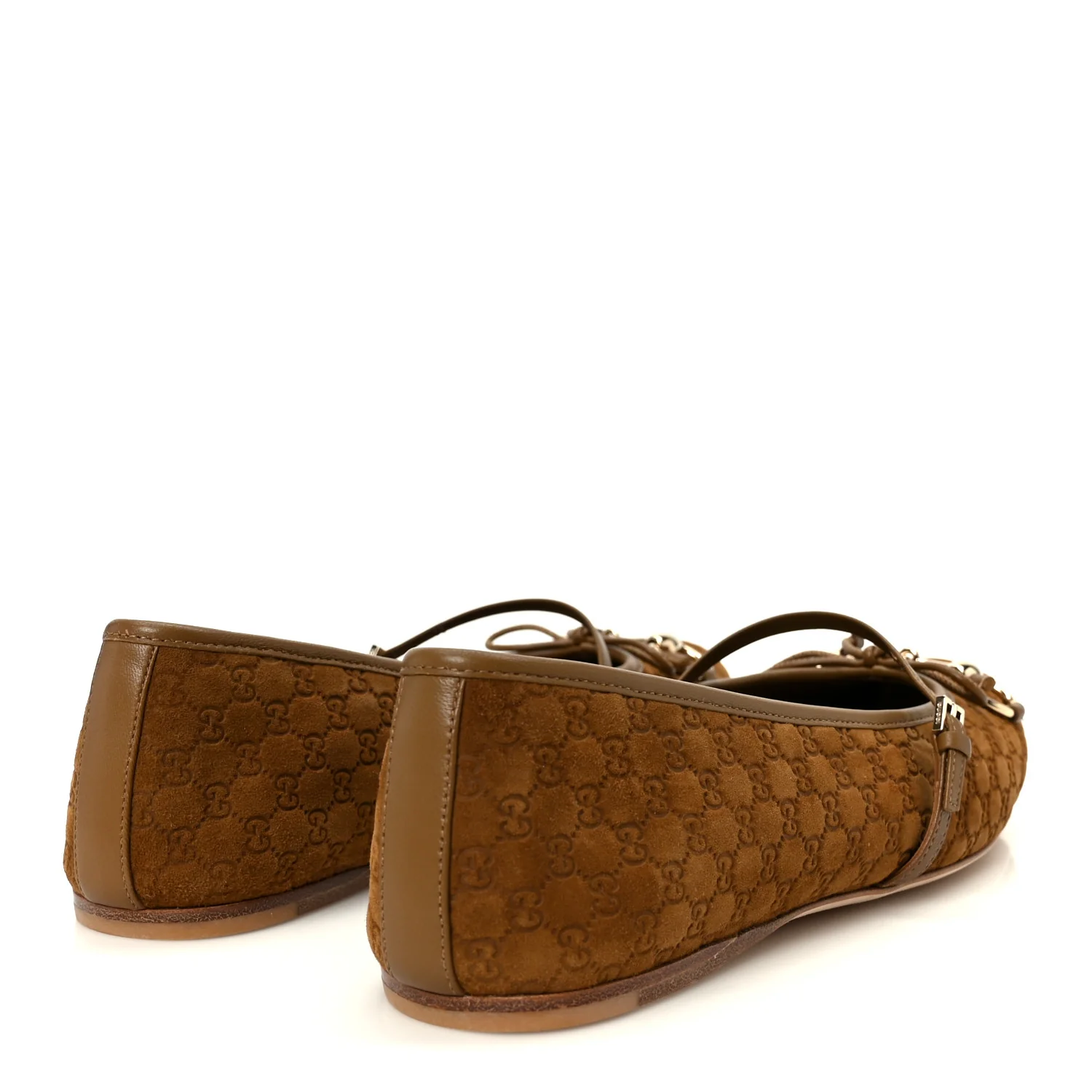 Kid Scamosciato Micro GG Monogram Horsebit Ballet Flats 37.5 Cuoio Dafne - Image 5