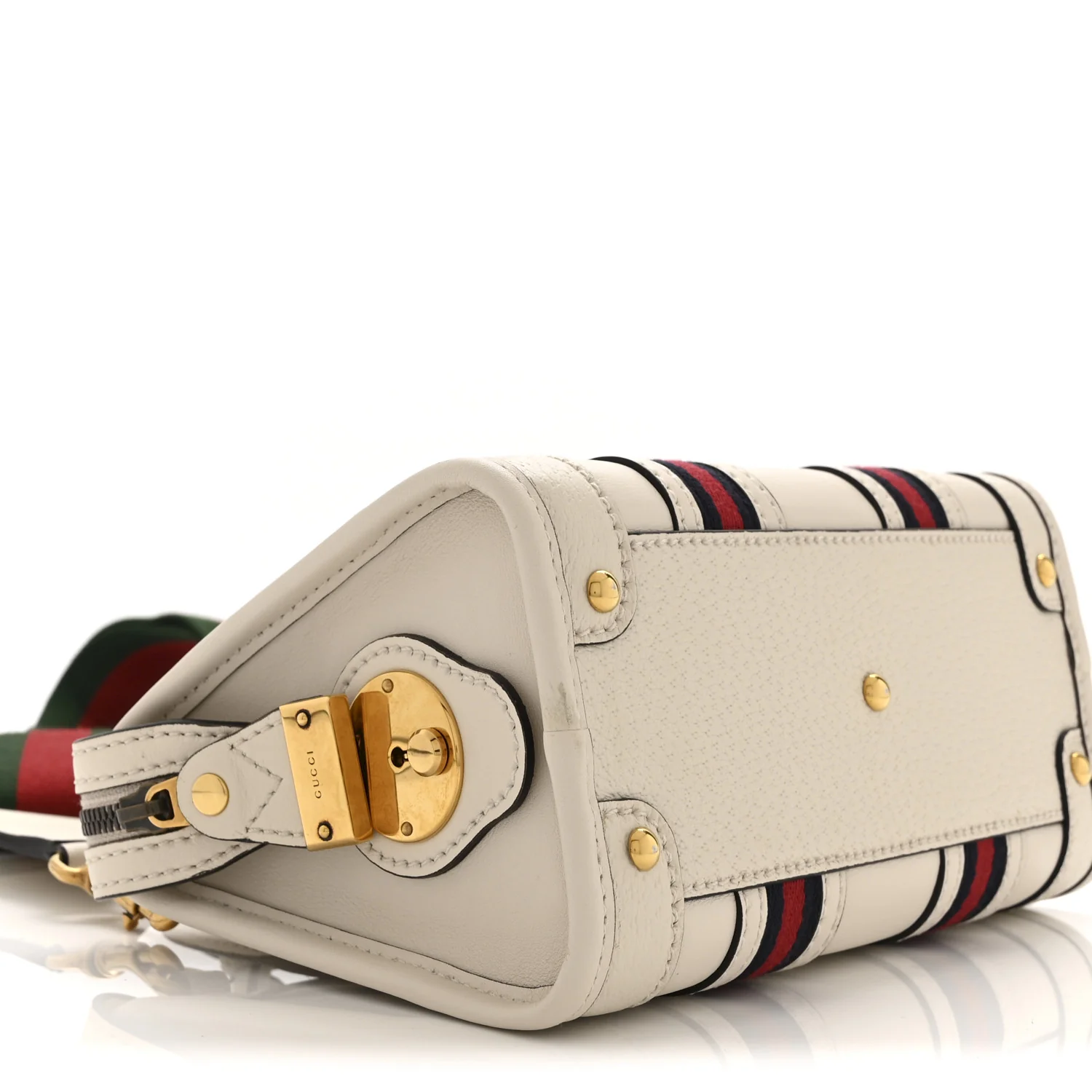 Koi Calfskin Web Mini Bauletto Duffle Top Handle Bag Mystic White - Image 10