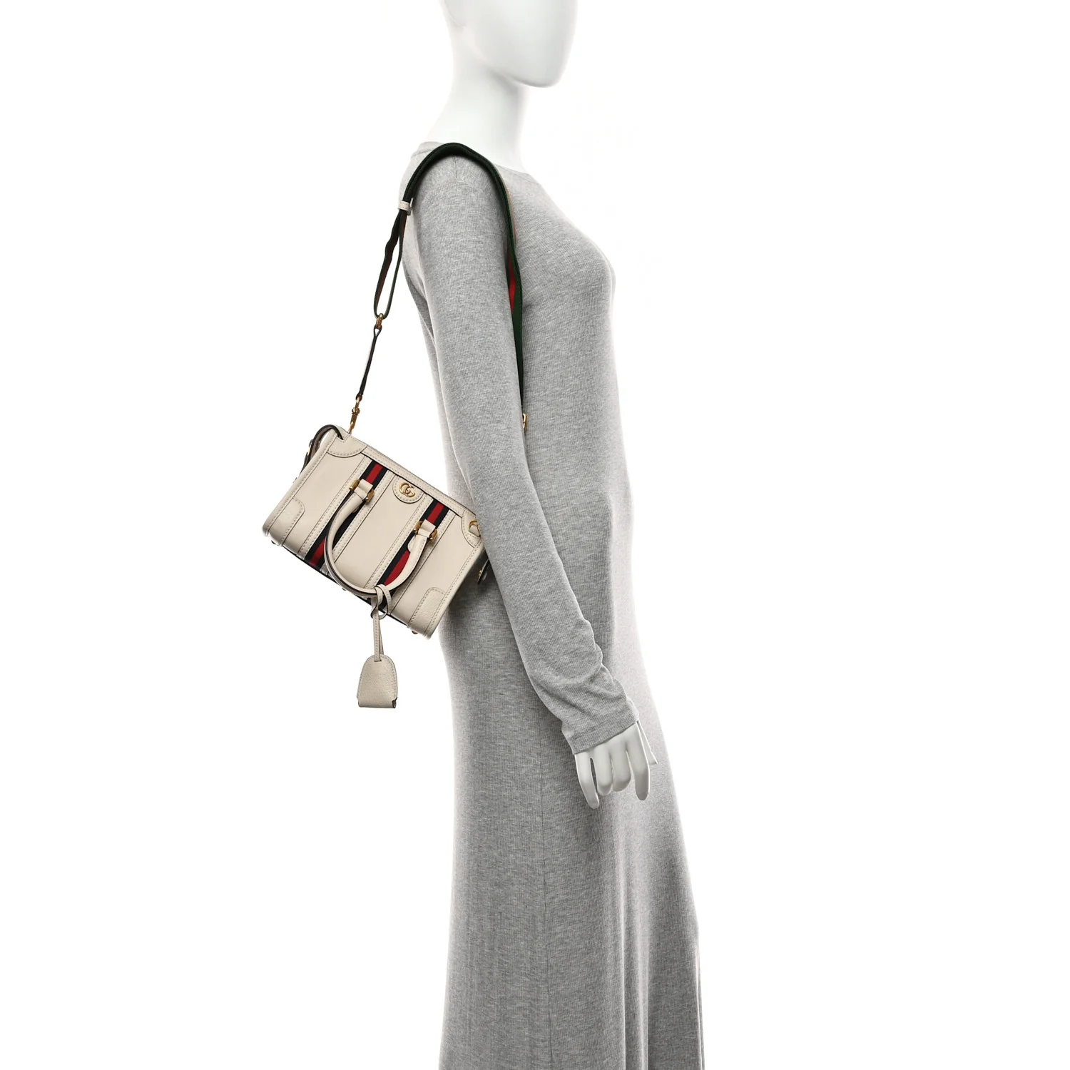 Koi Calfskin Web Mini Bauletto Duffle Top Handle Bag Mystic White - Image 2