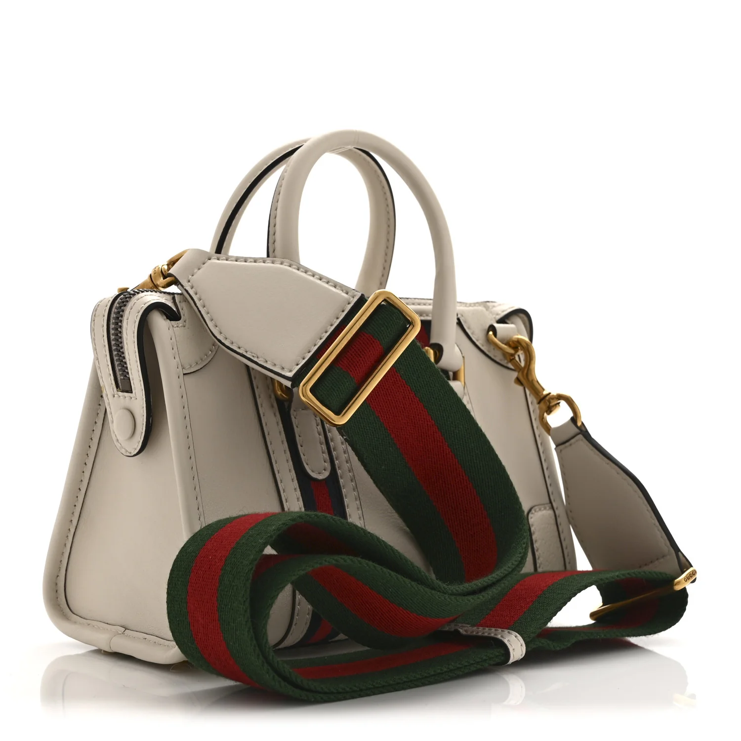 Koi Calfskin Web Mini Bauletto Duffle Top Handle Bag Mystic White - Image 3