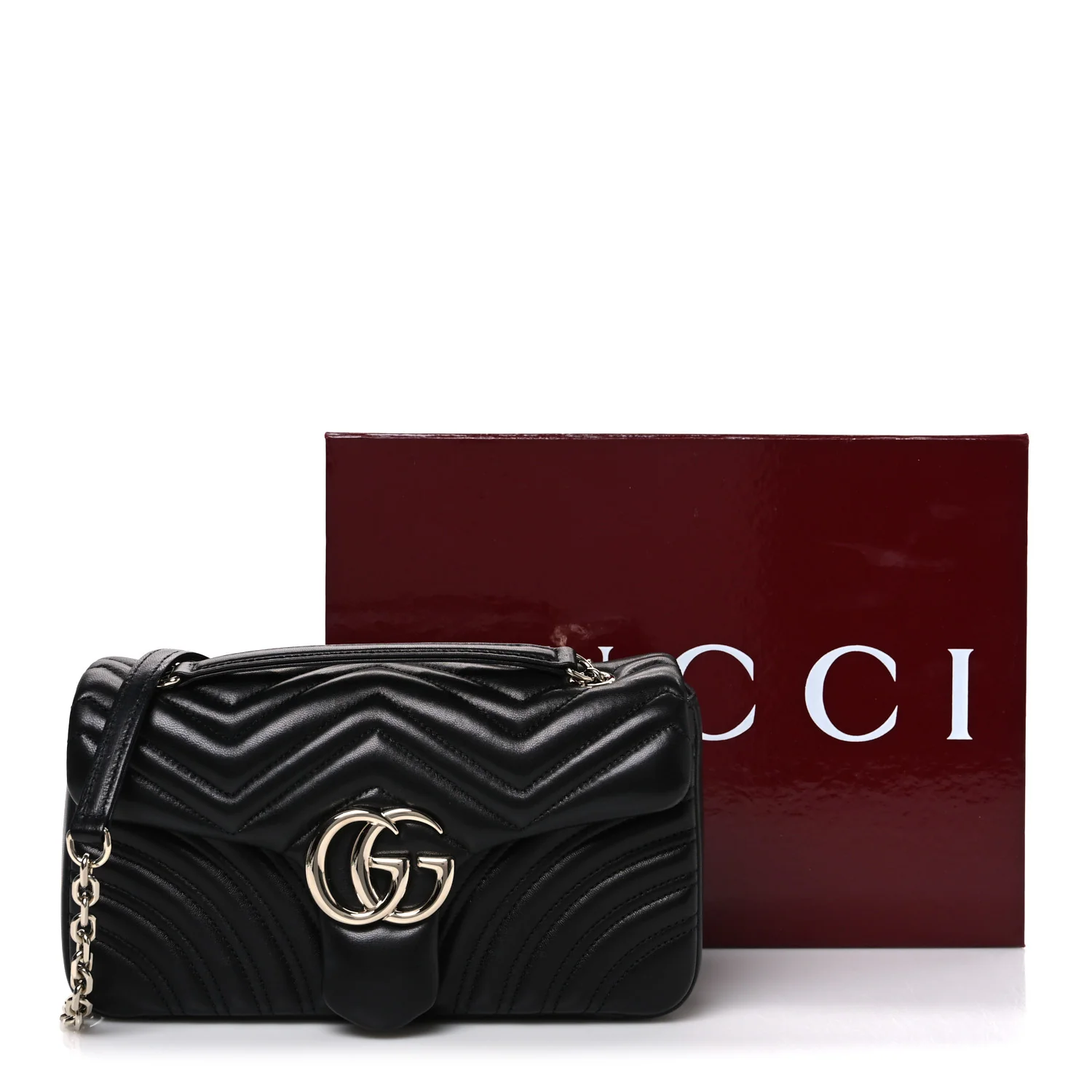 Lambskin Matelasse Medium GG Marmont Shoulder Bag Black - Image 10