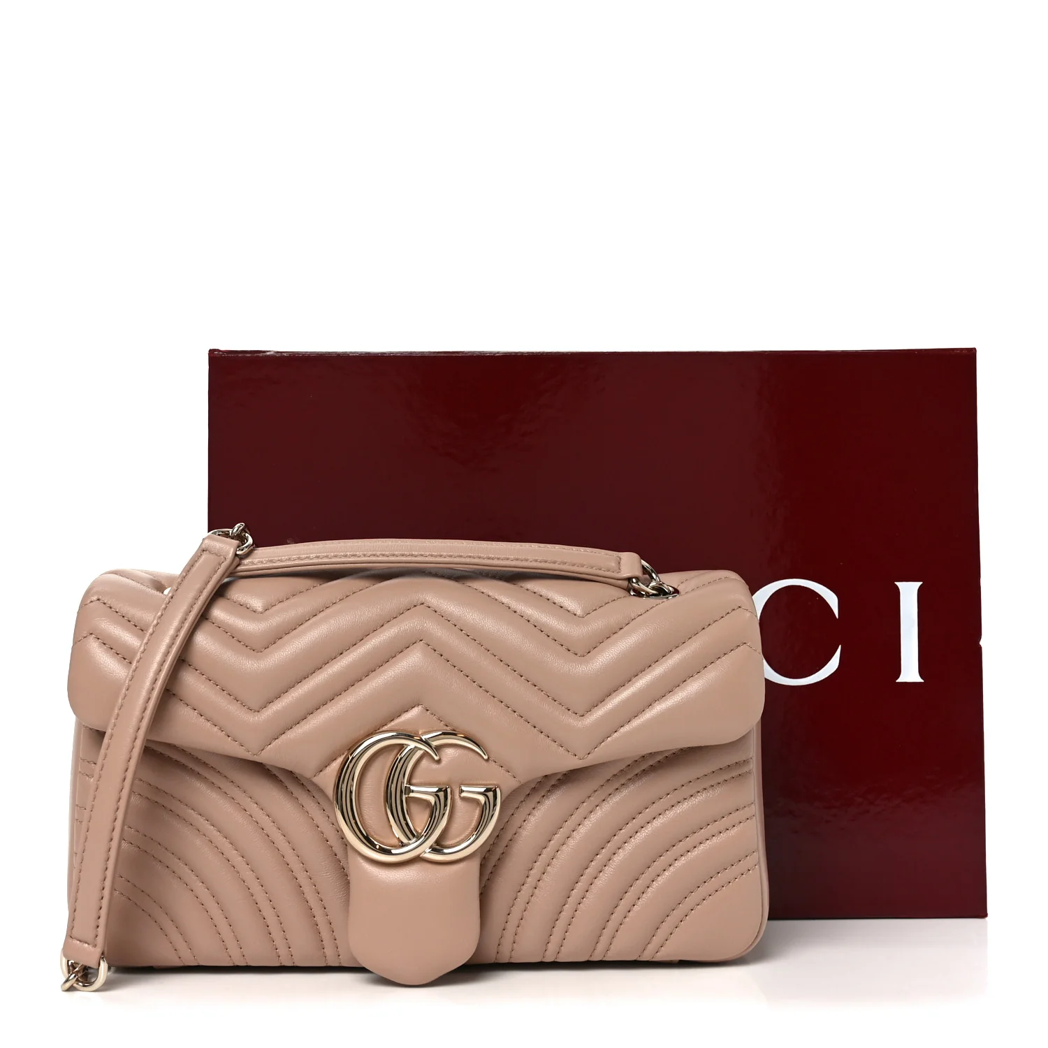 Lambskin Matelasse Medium GG Marmont Shoulder Bag Pink Beige - Image 11