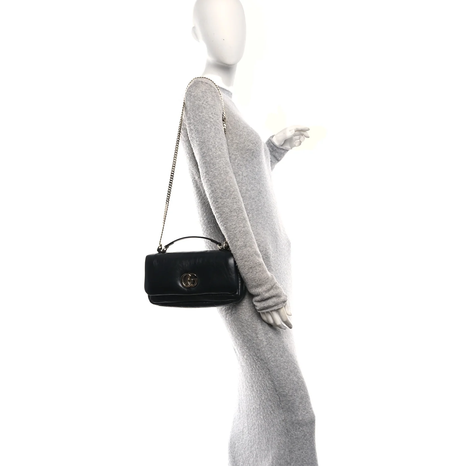 Lambskin Mini GG Milano Top Handle Shoulder Bag Black - Image 2