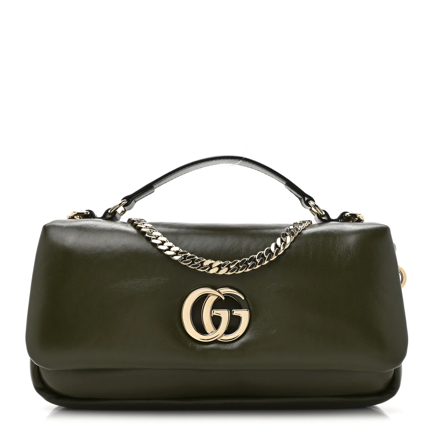 Lambskin Mini GG Milano Top Handle Shoulder Bag Green